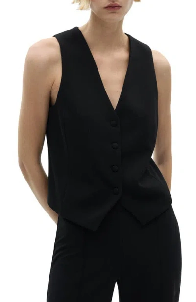 Mango Suit Waistcoat With Buttons In Black