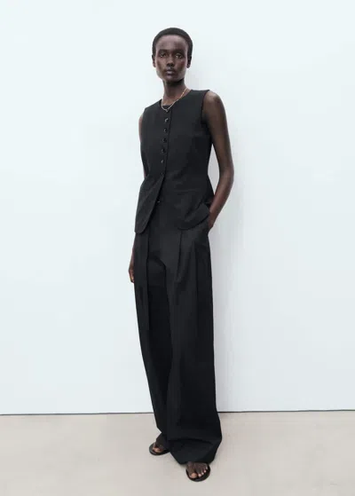 Mango Suit Waistcoat With Buttons Black
