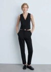Mango Suit Waistcoat With Buttons Black In Black
