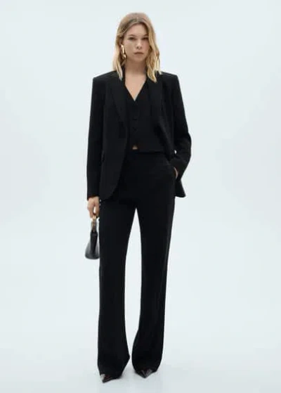 Mango Suit Waistcoat With Buttons Black