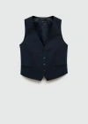 Mango Suit Waistcoat With Buttons Dark Navy