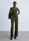 Mango Gilet Costume Boutons Kaki - Femme - M -