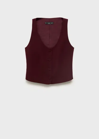 Mango Gilet Grenat - Femme - 4xl -