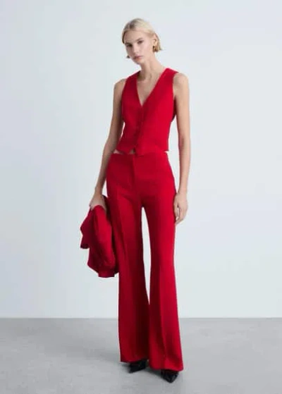 Mango Suit Waistcoat With Buttons Red