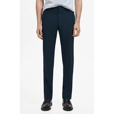 Mango Super Slim Fit Stretch Suit Pants In Blue