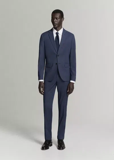 Mango Super Slim-fit Suit Jacket In Stretch Fabric In Ink Blue
