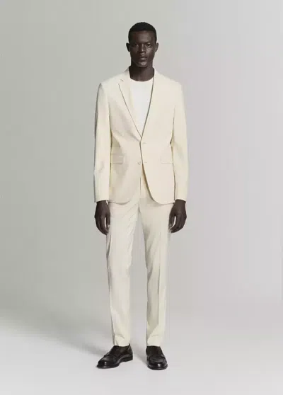 Mango Super Slim-fit Suit Jacket In Stretch Fabric In Ecru