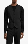 Mango Paris Superslim Fit Stretch Suit Vest In Black
