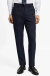 Mango Superslim Fit Flat Front Stretch Dress Pants In Blue