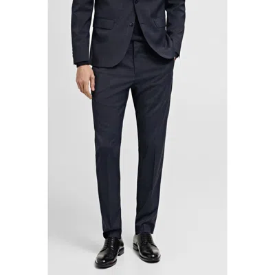 Mango Superslim Fit Stretch Dress Pants In Dark Navy