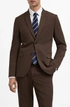 Mango Veste Costume Super Slim-fit Tissu Stretch In Tobacco Brown