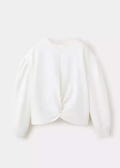 Mango Kids' Sweat 100 % Coton Détail Froncé In White