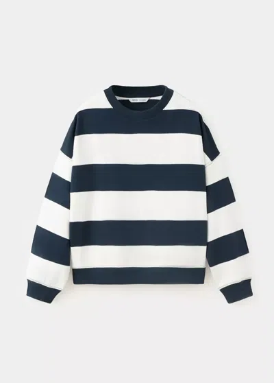 Mango Kids' Sweat 100 % Coton Rayures In Bleu Marine