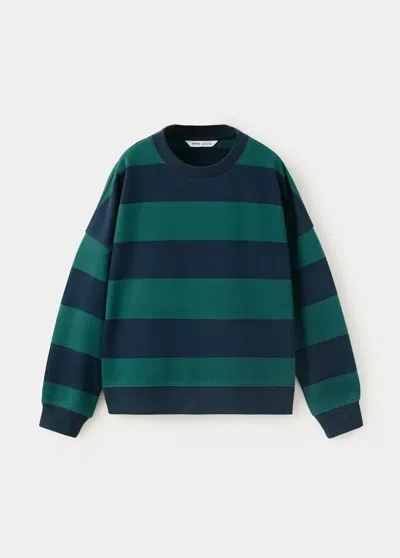 Mango Kids' Sweat 100 % Coton Rayures In Vert