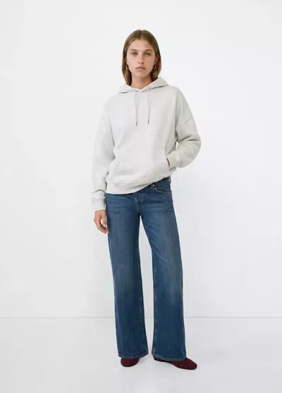 Mango Sweat À Capuche Détail Brodé In Gris Chiné Clair