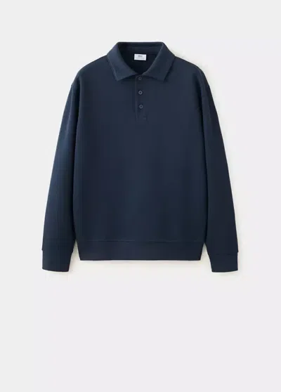 Mango Sweat À Col Polo Coupe Regular Fit In Blue