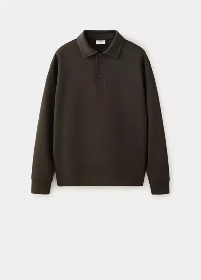 Mango Sweat À Col Polo Coupe Regular Fit In Brown
