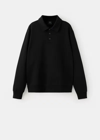 Mango Sweat À Col Polo Coupe Regular Fit In Black