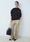 Mango Oversized Sweatshirt With Printed Message Navy In Navy