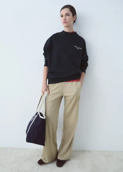 Mango Oversized Sweatshirt With Printed Message Navy