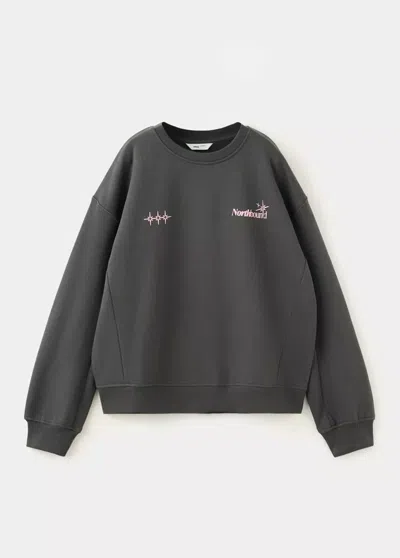 Mango Kids' Sweat Coton Inscription Brodée In Gray