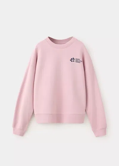 Mango Kids' Sweat En Coton 100 % Imprimé In Pink