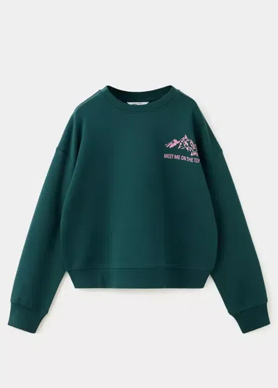 Mango Kids' Sweat En Coton 100 % Imprimé In Green