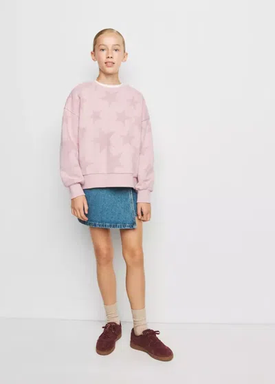 Mango Kids' Sweat En Coton À Motif Étoiles In Pink