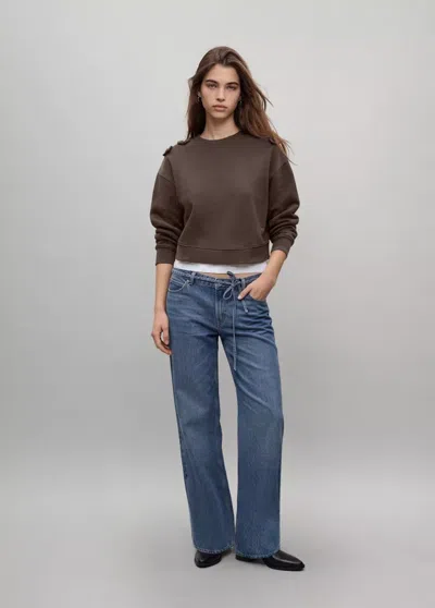 Mango Sweat En Coton Avec Boutons Aux Épaules In Brown