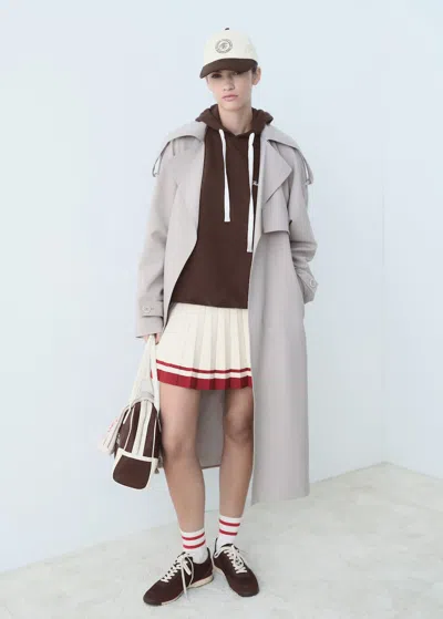 Mango Hooded Message Print Sweatshirt Brown