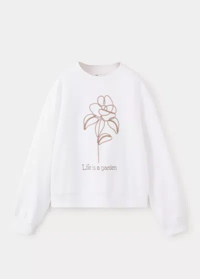 Mango Kids' Sweat Oversize Message Imprimé In White
