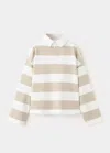 Mango Kids' Sweat Polo Rayures Oversize In Brown