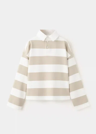 Mango Kids' Sweat Polo Rayures Oversize In Brown