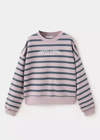 Mango Kids' Sweat Rayé Détail Imprimé In Pink