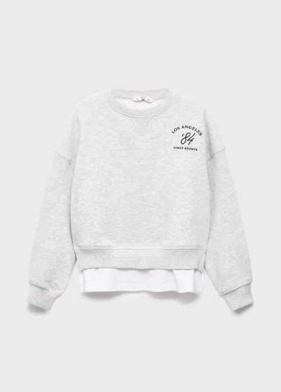 Mango Sweat Gris Chiné Clair - Enfants - 13-14 Ans -  Kids In White