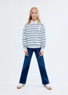Mango Embroidery Striped Sweatshirt In White