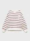Mango Kids' Embroidery Striped Sweatshirt In Neutral