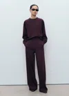 Mango Crewneck Sweatshirt In Burgundy