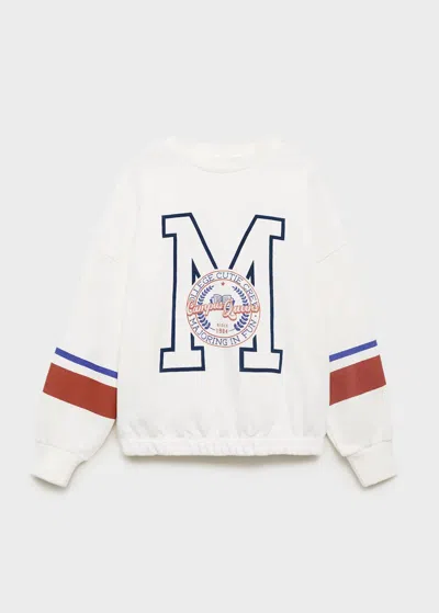 Mango Kids' Printed Cotton Sweatshirt In White