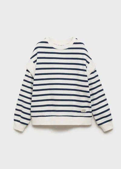 Mango Kids' Striped Cotton-blend Sweatshirt Navy In Neutral