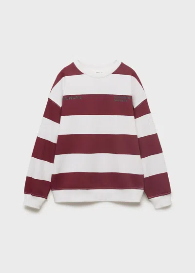 Mango Kids' Striped Cotton-blend Sweatshirt In Brown