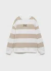 Mango Striped Cotton-blend Sweatshirt In Neutral