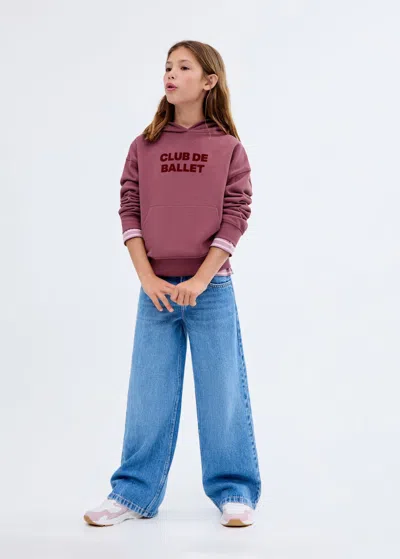Mango Kids' Printed Hoodie Cherry In Burgundy