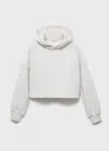 Mango Printed Hoodie Light Heather Grey In Nude