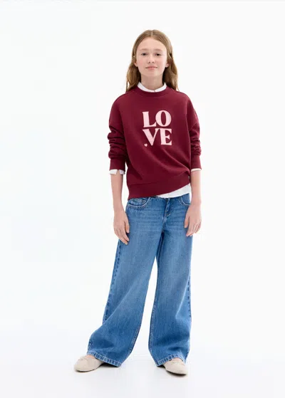 Mango Kids' Love Message Sweatshirt In Brown