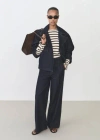 Mango Striped Round-neck Sweatshirt Navy In Navy