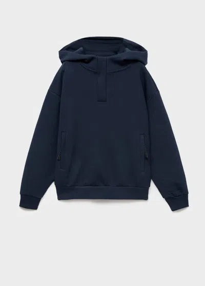 Mango Kids' Hoodie Cotton Sweatshirt In Blue