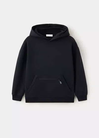 Mango Kids' Sweater À Capuche Coton In Black