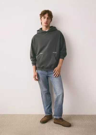 Mango Sweater À Capuche Coton In Vert Foncé