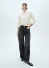 Mango Fine-knit Turtleneck Sweater Medium Brown In Ecru